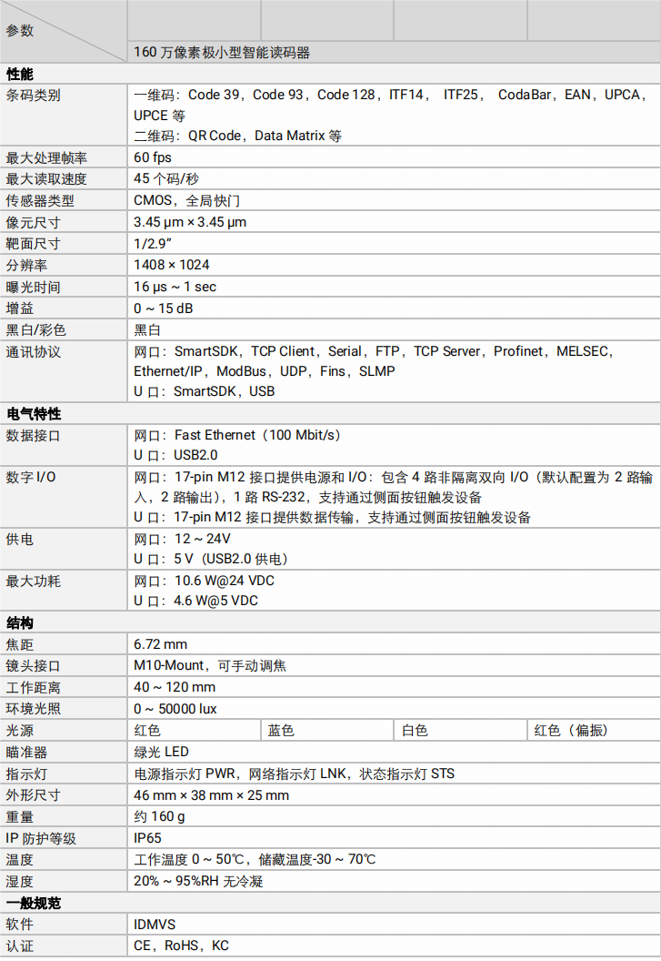?？礛V-RD716-2智能讀碼器參數圖